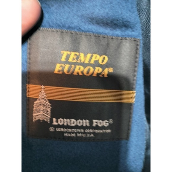 London Fog Navy Blue Long Trench Coat 100% Wool Vintage 14 Petite Made in USA - Picture 6 of 8